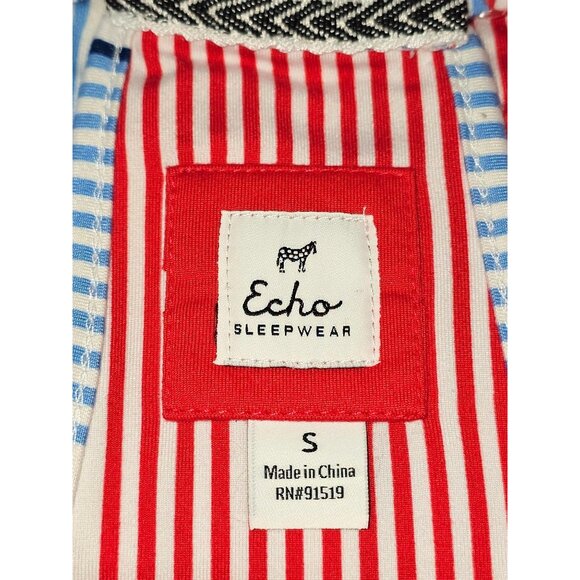 Echo Sleepwear Women's Striped Red & Blue Sleeveless Pajama Set Size Small 2279 - Picture 7 of 10